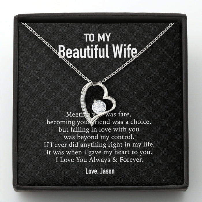 GeckoCustom To My Wife Girlfriend Personalized Message Card Necklace T95 Forever Love