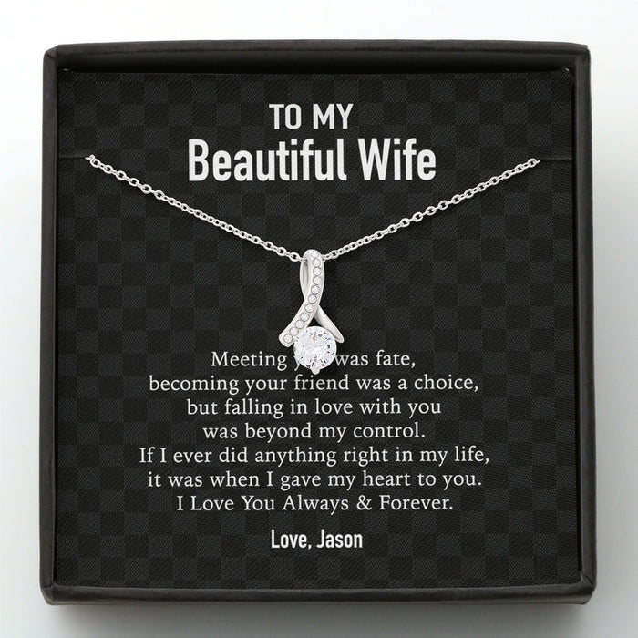 GeckoCustom To My Wife Girlfriend Personalized Message Card Necklace T95 Alluring Beauty