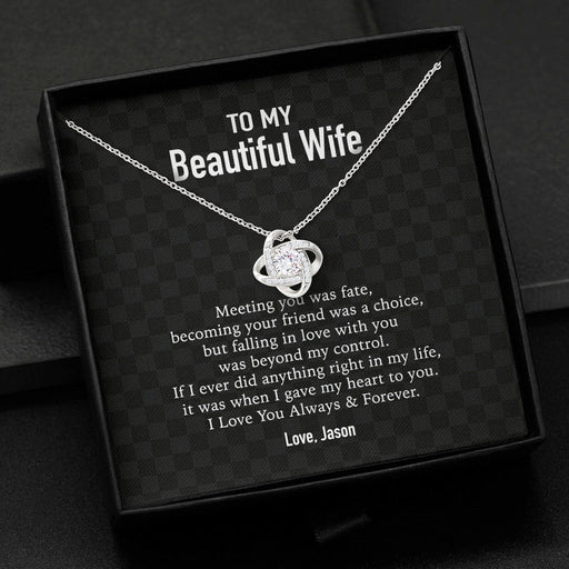 GeckoCustom To My Wife Girlfriend Personalized Message Card Necklace T95 Love Knot