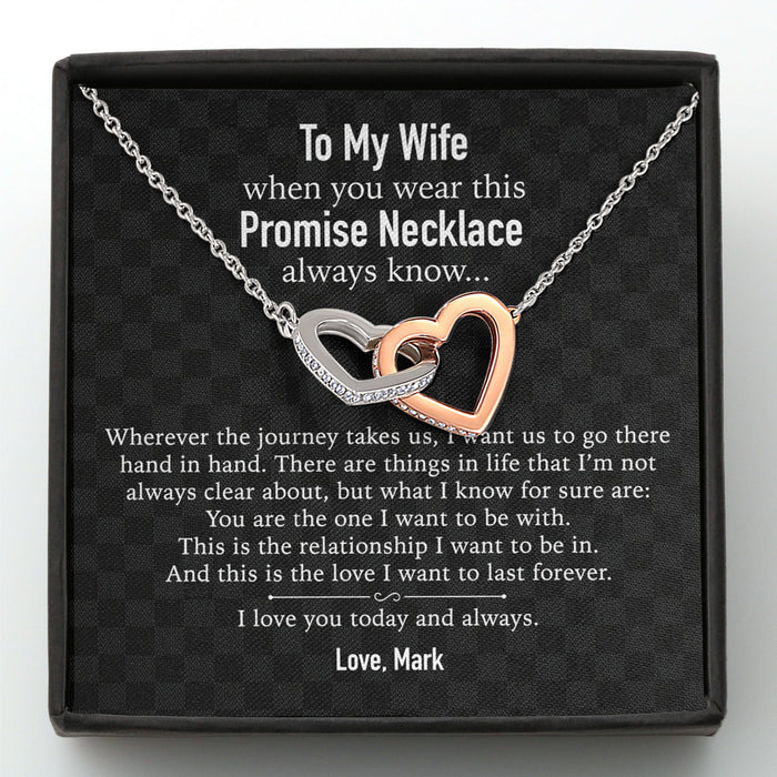 GeckoCustom To My Wife Girlfriend Personalized Message Card Necklace T98 Interlocking Hearts