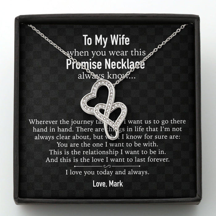 GeckoCustom To My Wife Girlfriend Personalized Message Card Necklace T98 Double Heart