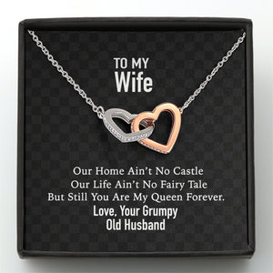 GeckoCustom To My Wife Our Home Custom Message Card Necklace Interlocking Hearts