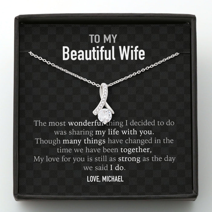 GeckoCustom To My Wife Personalized Message Card Necklace Alluring Beauty