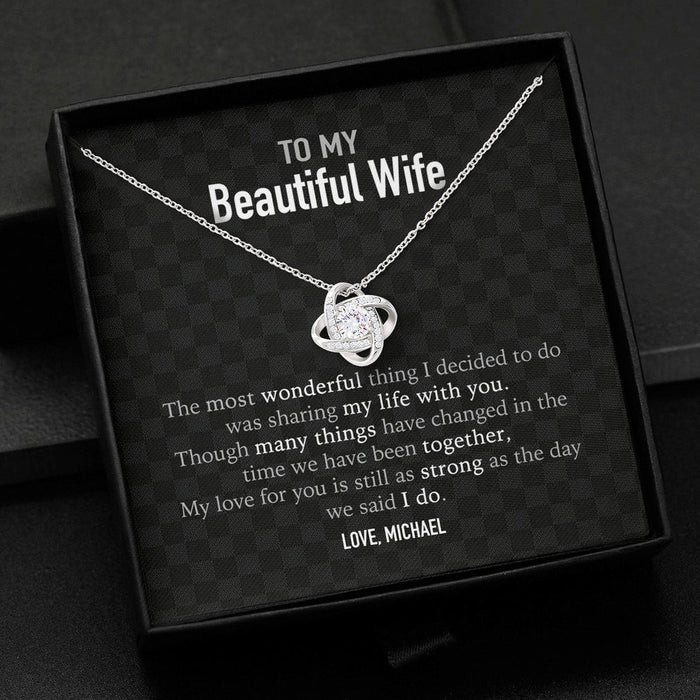 GeckoCustom To My Wife Personalized Message Card Necklace Love Knot