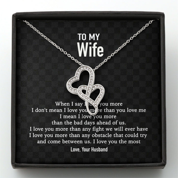GeckoCustom To My Wife When I Say Custom Message Card Necklace Double Heart