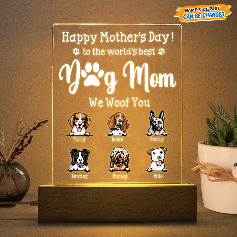 Happy Mother's Day Best Dog Mom, I Woof You, Personalized Pillows