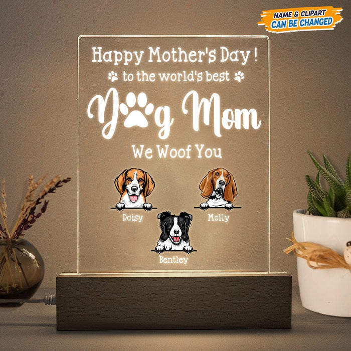 GeckoCustom To The World's Best Dog Mom Dog Acrylic Plaque With LED Night Light K228 HN590 Acrylic / 7.9"x4.5"