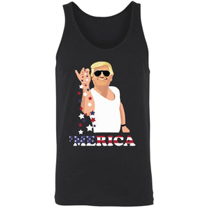 GeckoCustom Trump 'Merica Tshirt Funny 4th of July Shirt H348 Unisex Tank Top / Black / X-Small