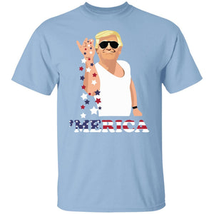 GeckoCustom Trump 'Merica Tshirt Funny 4th of July Shirt H348 Basic Tee / Light Blue / S