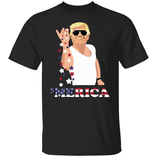 GeckoCustom Trump 'Merica Tshirt Funny 4th of July Shirt H348 Basic Tee / Black / S