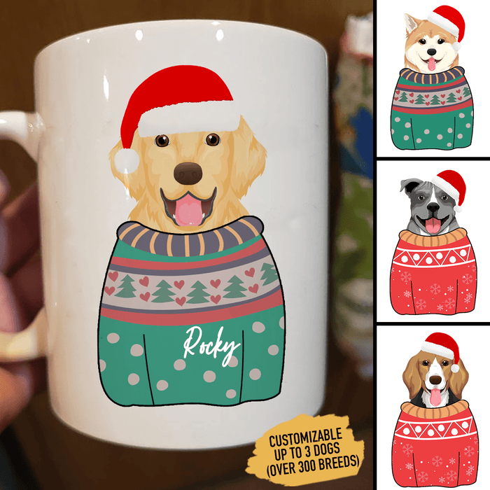 GeckoCustom Ugly Sweater Christmas Dog Coffee Mug 11oz