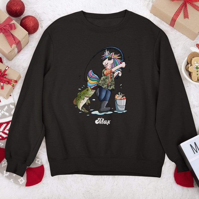 GeckoCustom Unicorn Shirt, Unicorn Fishing Shirt, Gift For Unicorn Fishing Lovers Sweatshirt / S Black / S