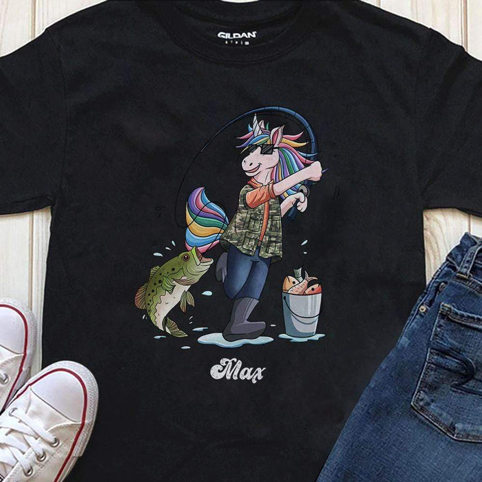 GeckoCustom Unicorn Shirt, Unicorn Fishing Shirt, Gift For Unicorn Fishing Lovers Youth Tee / Black / YS