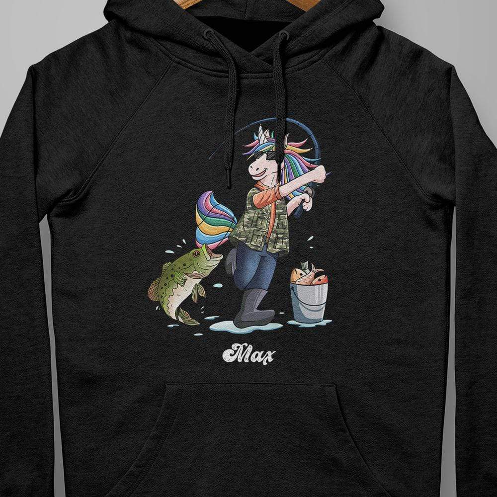 GeckoCustom Unicorn Shirt, Unicorn Fishing Shirt, Gift For Unicorn Fishing Lovers Pullover Hoodie (Favorite) / Black Colour / S