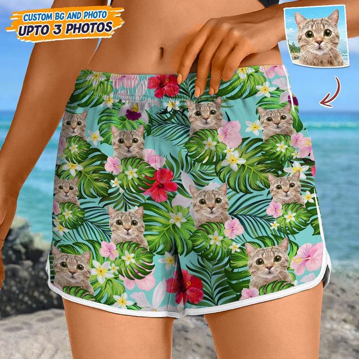 GeckoCustom Upload Cat Photo With Pattern Women's Beach Short T368 HN590 S