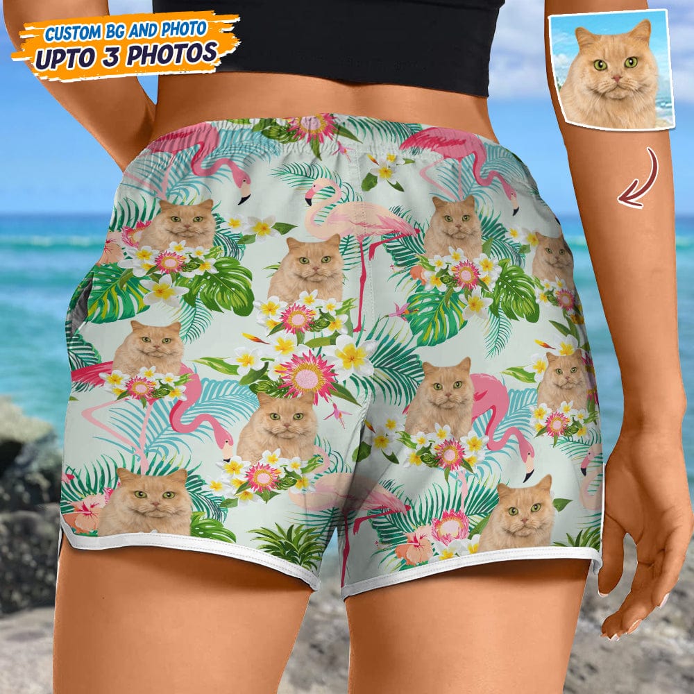 GeckoCustom Upload Cat Photo With Pattern Women's Beach Short T368 HN590 S