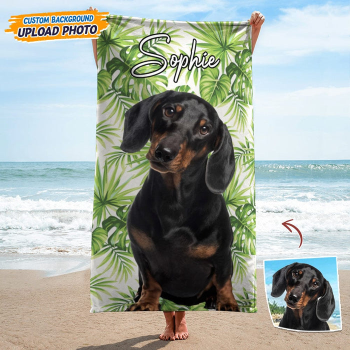 GeckoCustom Upload Dog Photo Beach Towel, T368 HN590 30"x60"