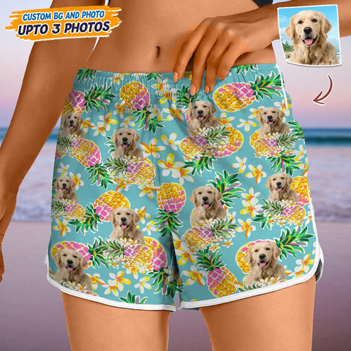 GeckoCustom Upload Dog Photo With Pattern Women's Beach Short T368 HN590 S