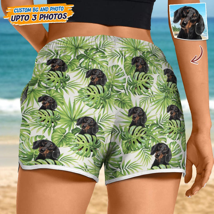 GeckoCustom Upload Dog Photo With Pattern Women's Beach Short T368 HN590