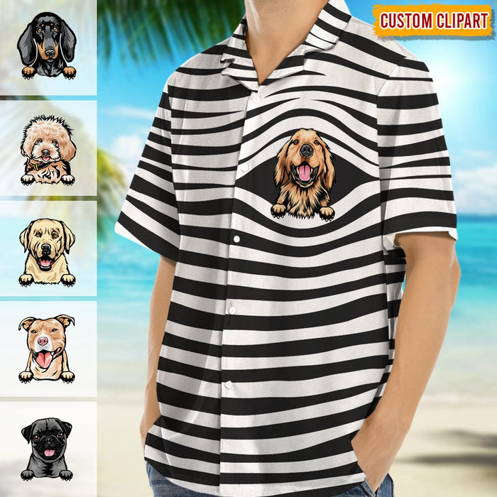 GeckoCustom Upload Dog Photo With Zebra Stripe Hawaiian Shirt K228 889081