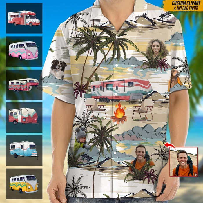 GeckoCustom Upload Family Photo Camping Hawaii Shirt N369 HN590