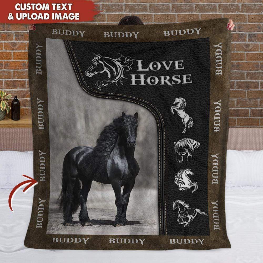 GeckoCustom Upload Image Love Horse Blanket HN590 VPS Cozy Plush Fleece 30 x 40 Inches (baby size)