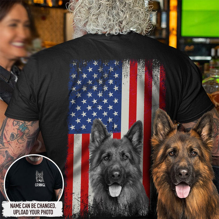 GeckoCustom Upload Photo America Flag Dog Shirt, HN590