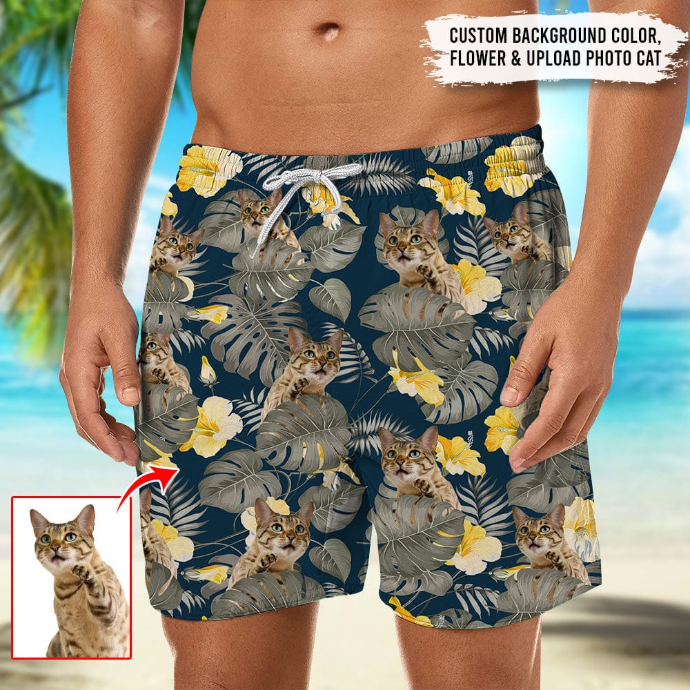 GeckoCustom Upload Photo Cat Beach Short, HN590