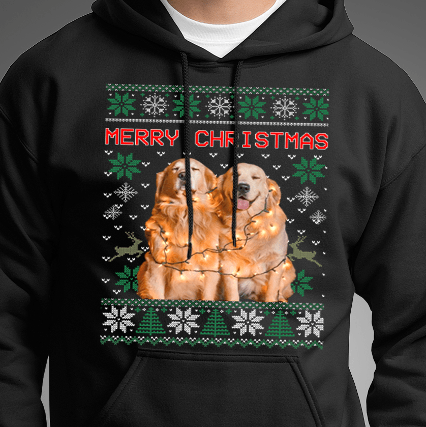 GeckoCustom Upload Photo Christmas Ugly Dog Cat Sweatshirt Hoodie 889819