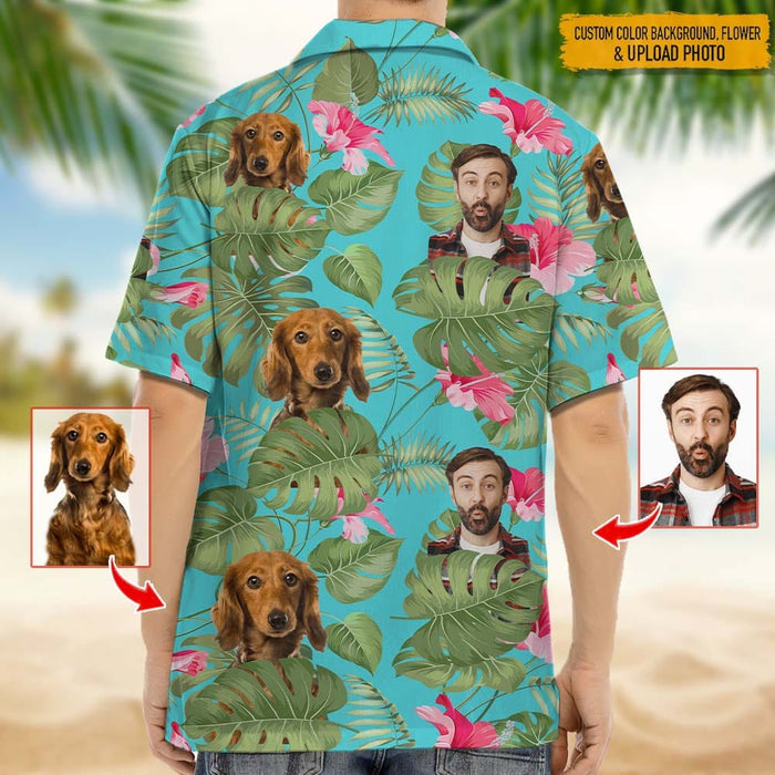 GeckoCustom Upload Photo Dog And Face Hawaiian Shirt, HN590