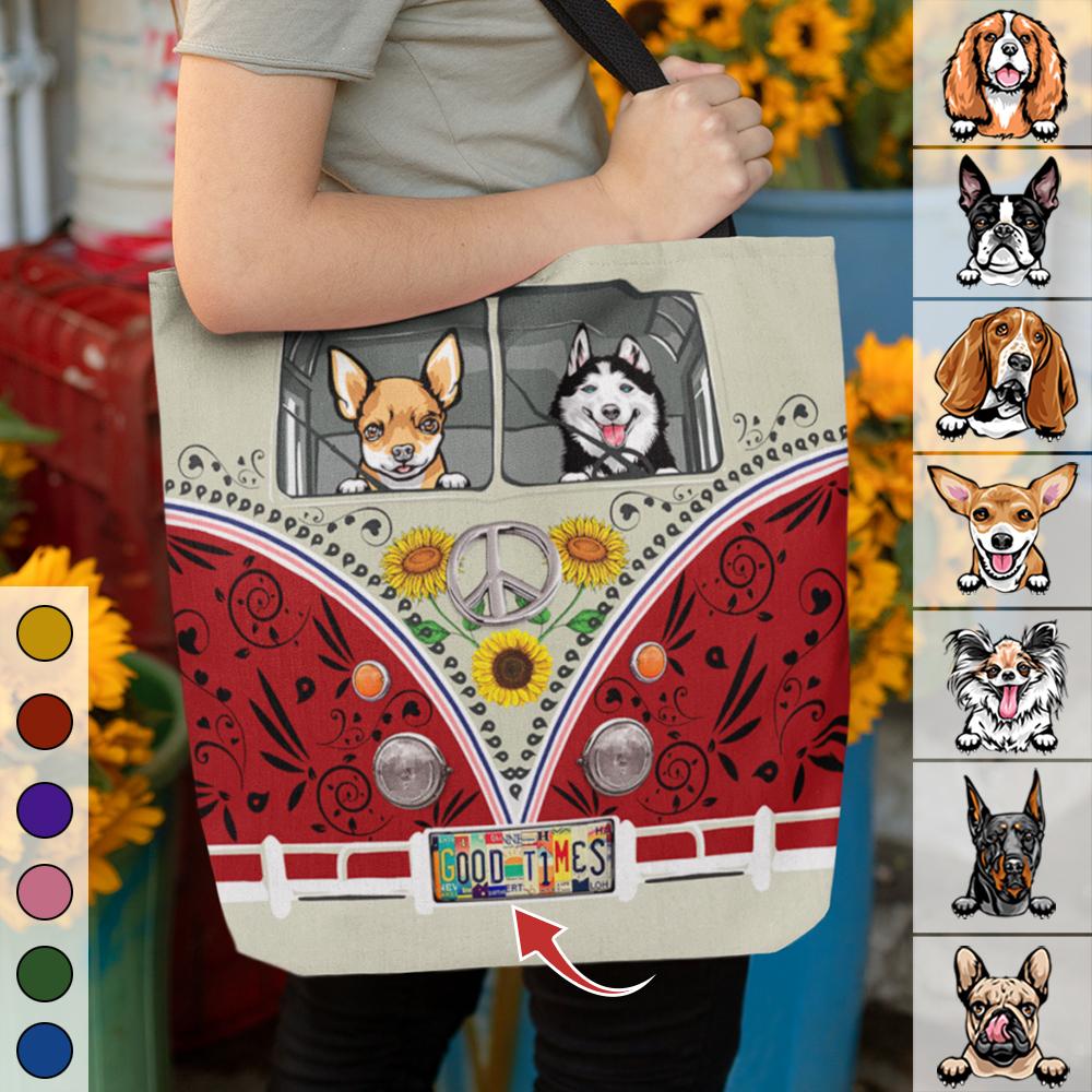GeckoCustom Upload Photo Dog Tote Bag For Hippie, Dog Lover Gift HN590 13x13 in