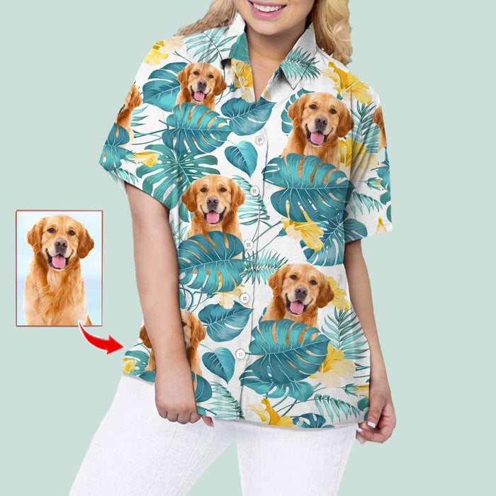 GeckoCustom Upload Photo Dog Woman's Hawaiian Shirt K228 HN590 Upload Photo / S