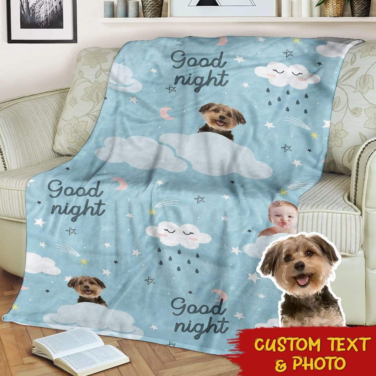 Blanket with picture of your outlet dog