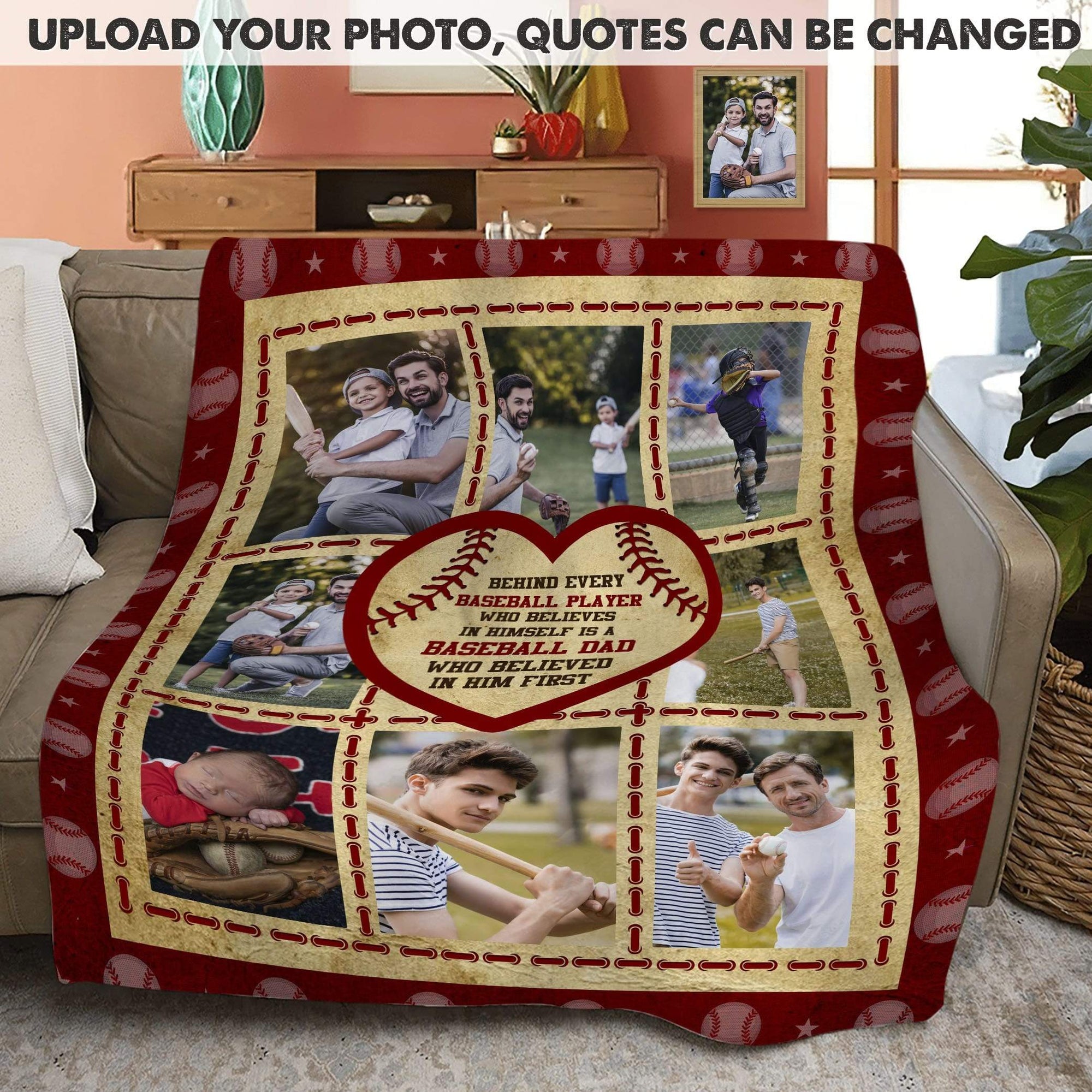 GeckoCustom Upload Photo Inspirational Quotes Baseball Blanket HN590 VPS Cozy Plush Fleece 30 x 40 Inches (baby size)