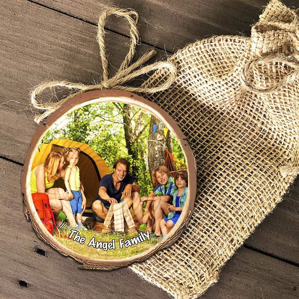 GeckoCustom Upload photo Ornament Camping Ornament Christmas Wood Slice Ornament, HN590
