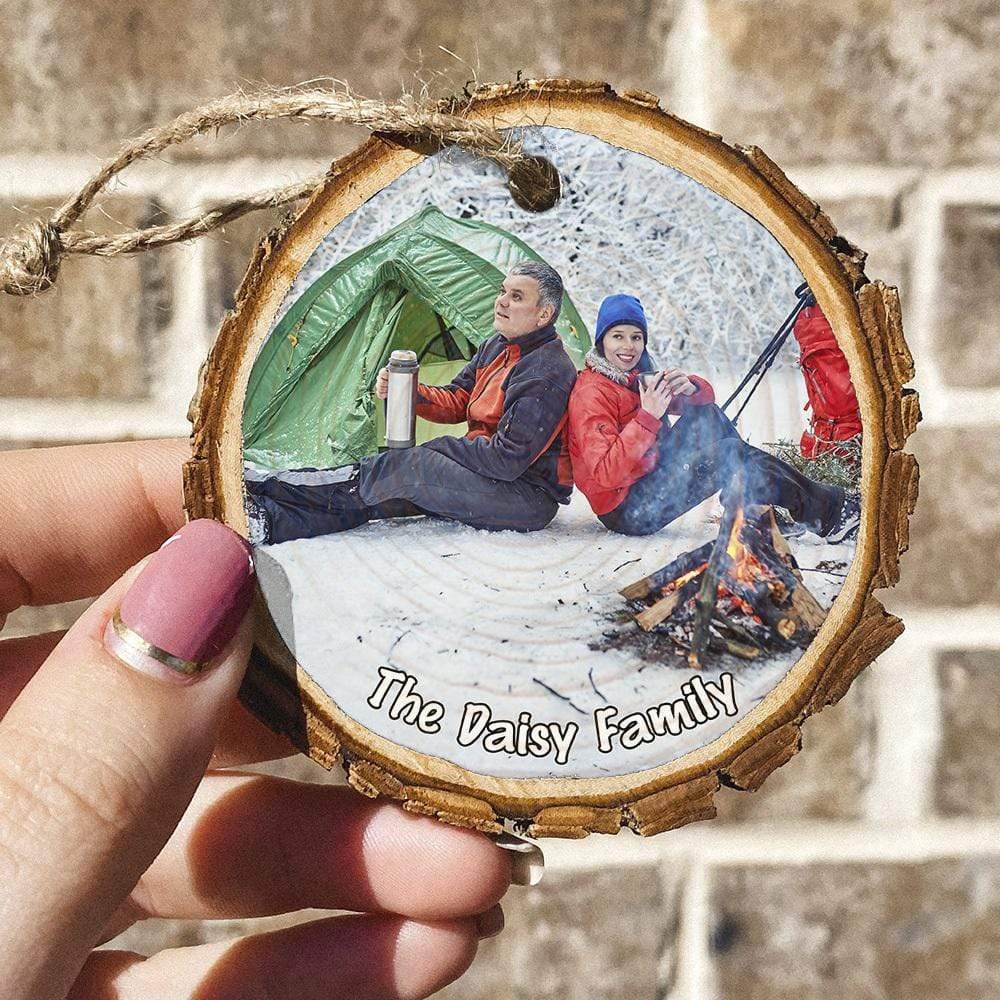 GeckoCustom Upload photo Ornament Family Ornament Christmas Wood Slice Ornament, HN590