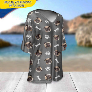 GeckoCustom Upload Photo Pet Lover Gift Women V Neck T-Shirt, HN590