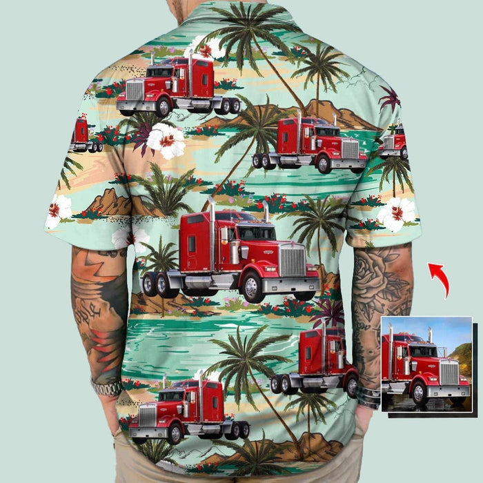 GeckoCustom Upload Truck Photo Hawaiian Shirt, N369 HN590 S