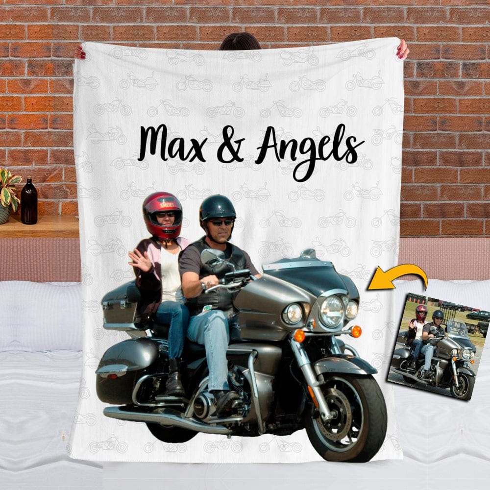 Upload Your Photo Biker Blanket, Motorcycle Blanket, HN590 — GeckoCustom