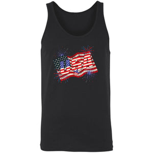 GeckoCustom USA Flag Fireworks 4Th Of July Shirt H412 Unisex Tank Top / Black / X-Small