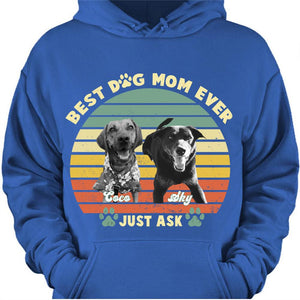 GeckoCustom (UT) Personalized Photo Custom T Shirt, Dog Lover Gift Best Dog Mom Ever Pullover Hoodie / Black Colour / S