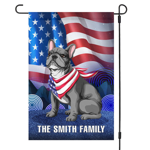 GeckoCustom Valiant Dog Standing With USA Flag Pattern Dog Garden Flag 12"x18"