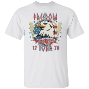 GeckoCustom Vintage 4th of July American Flag Freedom Shirt Basic Tee / White / S