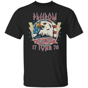 GeckoCustom Vintage 4th of July American Flag Freedom Shirt Basic Tee / Black / S
