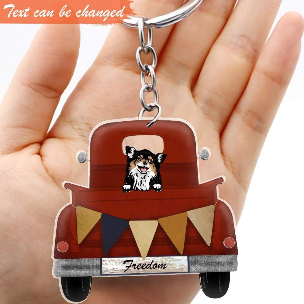 GeckoCustom Vintage Truck Dog Breeds Custom Double Sided Design Keychain, Dog Lover Gift HN590 50mm x 50mm / 1 Piece