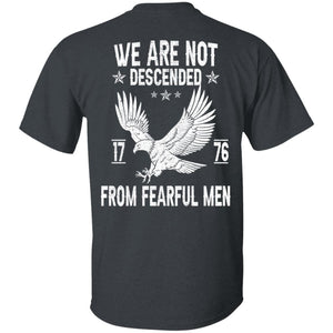 GeckoCustom We Are Not Descended From Fearful Men 1776 Back Shirt H407 Basic Tee / Dark Heather / S