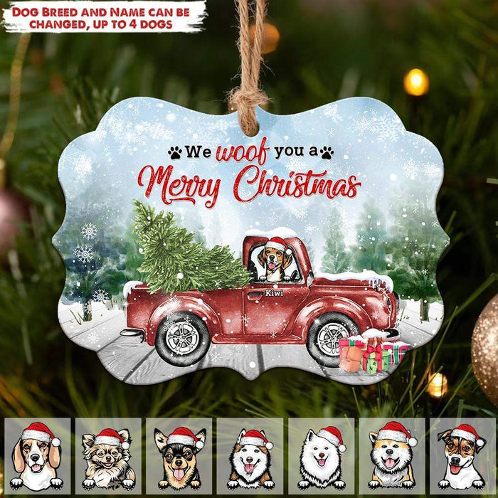 GeckoCustom We Woof You A Merry Christmas Dog Ornament, Custom Dog Lover Gift, Christmas Gift, HN590 One Size / MDF