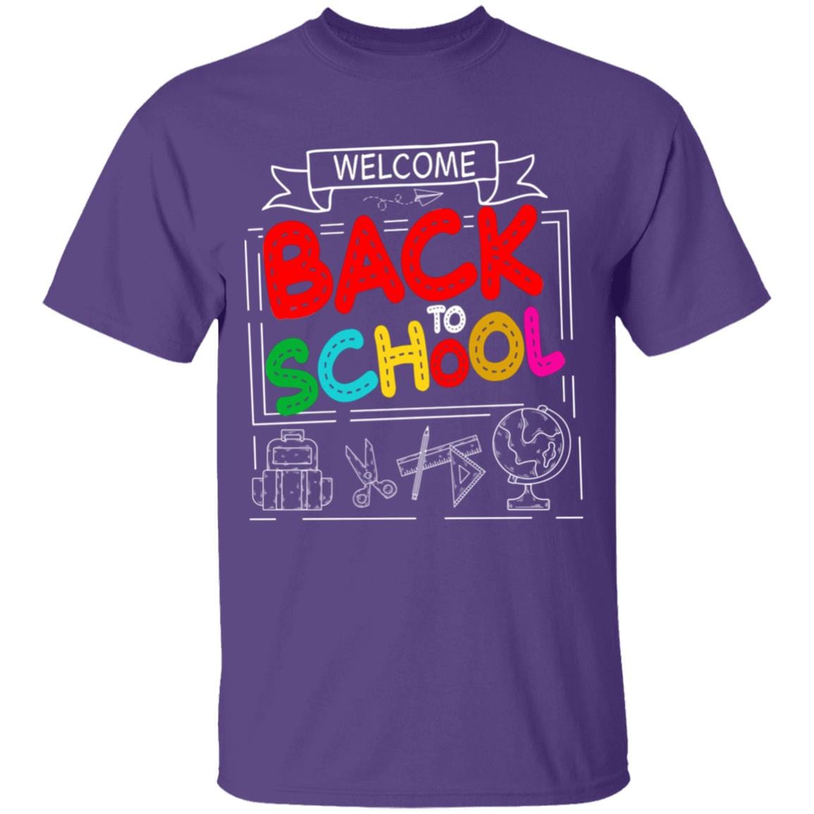 GeckoCustom Welcome Back To School 1st Day of School Shirt H423 Youth T-Shirt / Purple / YXS