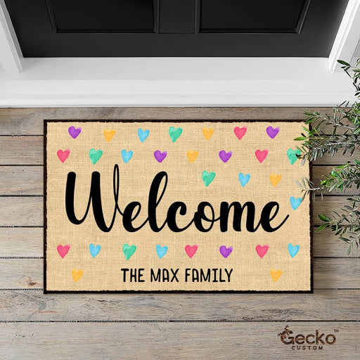 GeckoCustom Welcome Couple Doormat, Heart Doormat HN590 15x24in-40x60cm