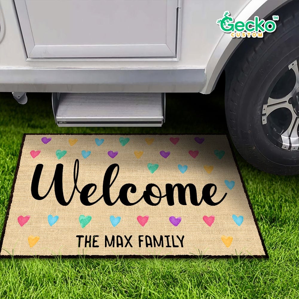 GeckoCustom Welcome Couple Doormat, Heart Doormat HN590 15x24in-40x60cm